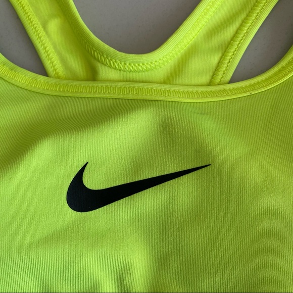 Nike Pro Dri-Fit Women's XS Neon Yellow Swoosh Logo Racerback Sports Bra - Picture 4 of 8